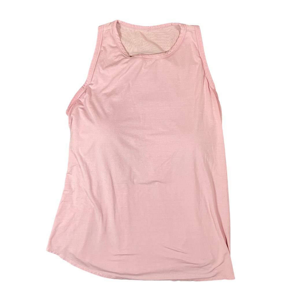 SheBird Size 7 Women's Pink Pleated Back Tank Top Built-in Bra Modal Blend Soft